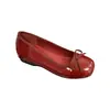 Primer Encuentro Primavera/Verano Zapatos de Salón Rojos de Charol de Punta Cuadrada con Lazo, Suela Suave, Aumento Interno de Altura, Zapatos de Abuela Versátiles
