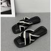 Pantuflas de Aspecto Elegante para Ropa de Verano para Mujer 2025 Nuevas Planas de Interior Ins Chanclas de Playa para Mujer
