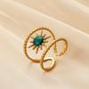 Moda Europea y Americana Personalidad Simple Diseño Nicho Alto Sentido Mujeres Acero Inoxidable Abierto Sol Azul Gota de Aceite Anillo