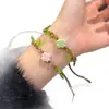 Pulsera tejida a mano de trébol de cuatro hojas, estilo nuevo 2025, estilo Ins, nicho, fresca y brillante, pulsera de amistad para parejas para mujeres, verde
