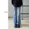 Calça Jeans Micro-La Vintage Feminina Cintura Alta Primavera e Outono plus size menina cheinha Elástica Modeladora Formato Pera Boca de Sino Cavalo
