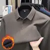 Nueva Camiseta de Manga Larga Cálida con Felpa de Otoño/Invierno para Hombre, Camiseta Polo de Cuello Solapa, Top Base para Adultos