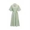 Vestido Fresco de Verão para Mulheres, Tamanho Petite, Cintura Marcada, Emagrecimento, Suave e Elegante, Vestido Longo para o Trabalho, Jiazehua em Estoque