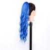Peluca de moda europea y americana opcional multicolor, popular nueva peluca con clip de cola de caballo alta para mujer de cabello largo y rizado azul marino