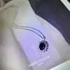 Collar Real de Zafiro Princesa Diana para Mujer Cadena de Clavícula de Tesoro de Color Elegante y Lujoso Colgante Ovalado Temperamento Noble