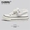 Tênis Globais de Lona Azul Claro para Mulheres, Novidade Primavera/Verão 2026, Tênis Casuais Versáteis de Cano Alto, Sapatos Originais com Bolinhas para Mulheres