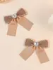 Acessórios de cabelo de laço de diamante multicoloridos para crianças, grampo de cabelo decorativo de fita, grampo de cabelo coreano feito à mão para meninas