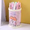 Porta-canetas redondo, dobrável, com tema de desenho animado, um organizador de papelaria fofo e estiloso para estudantes e uso no escritório, perfeito para organização de mesa.