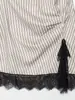 Transfronterizo 2026 Verano Nuevo Estilo Francés Sin Mangas con Volantes Cuello Alto Rayas Encaje Parche Corto Vestido Puro Deseo