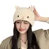 Gorro de pescador tejido para otoño e invierno, gorro de lana retro de felpa para mujer, estilo de celebridad de internet, protección cálida para las orejas, para circunferencia de cabeza grande, gorro Baotou