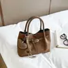 Bolsa de Trabalho Retro Simples de Ombro Bolsa de Mão de Nicho Bolsa Feminina Grande Capacidade Camurça Inverno Bolsa Tote Feminina