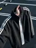 Sudadera con cremallera y cuello alto de tres rayas estilo americano, cárdigan, mangas raglán, textura de escamas de dragón, peso pesado, ropa deportiva, ropa exterior casual