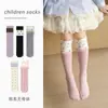 Calcetines para niñas para primavera y otoño, calcetines altos estilo coreano, doble hilo sin costuras con lazo, estampados florales y a cuadros, calcetines largos para bebés y niños