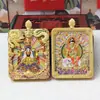 Pingente Thangka do Dragão Cinco Anciãos: Manjushri dos Cinco Anciãos Tridimensional Frente e Verso Oito Divindades Guardiãs, Um Lado Cinco Anciãos, Um Lado Buda do Nascimento