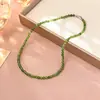 Collar de Cuentas Redondas de Jade Verde Natural, Tendencia Popular de Tiktok, Moderno, Único, Elegante, Cadena para Suéter con Cierre Magnético