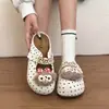 Pantuflas Baotou con cierre de velcro, pantuflas de media caña lindas y de estilo perezoso para mujer, con un diseño de lazo y lunares, adecuadas para usar en exteriores, estilo Mary Jane, suela suave, comodidad como una nube.