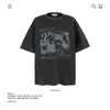 Camiseta de Manga Corta Estilo Americano Algodón Puro Pesado Estampado de Personajes Oscuros 250g Unisex Marca de Moda Corte Holgado Venta al por Mayor Transfronteriza Top