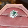 Anillo de Plata de Ley S925 de Venta Caliente Transfronteriza Borde de Ágata de Hierba de Agua Luna Incrustada Diamante Blanco Lujo Accesible Hermoso Simple Versátil