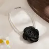 Collar de Perlas de Múltiples Capas con Flor de Tela Transfronterizo Europeo y Americano Estilo Fresco y Dulce Cadena para Clavícula Collar con Sentido de Diseño Único Adorno para Mujer