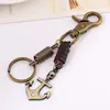 Ancla Artística Minimalista Estilo Océano Bronce Antiguo Llavero de Cuero Retro para Coche Colgante Versátil Creativo para Bolsos