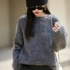 Tejido de Punto con Hilo de Puntos de Lujo y Elegancia, Estilo Perezoso, Cuello Redondo Holgado que Cubre la Figura, Tejido de Lana Cepillada a la Moda y que Rejuvenece para Mujer