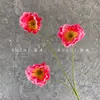 Flores de amapola artificiales de 3 cabezas con tallo largo para arreglos de boda, accesorios de fotografía, arreglos florales y decoraciones de boda al por mayor