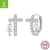 Plata Ziyun original personalidad estilo punk hebilla de oreja cruzada hombres y mujeres moda transfronteriza s925 aretes de plata esterlina aretes