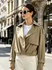 Gabardina corta de estilo británico para mujer, moda casual transfronteriza otoño 2026, chaqueta cortavientos plisada, ropa holgada para mujer
