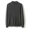 Suéter Masculino Versátil Outono e Inverno, Fio Duplo Espesso, 100% Caxemira, Gola Meia-Alta, Sem Costura, Camisa Base Tricô Média