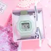 Fábrica por atacado Matcha verde pequeno quadrado estilo coreano simples Mori estilo universitário relógio eletrônico esportivo quadrado para estudantes do sexo feminino