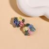 Color Cerámico Forma de Flor Rosa Perforado Moda Elegante Combinable Joyería para la Oreja Tocado para Mujer Colgante Accesorios DIY
