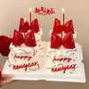 Decoración para Pastel de Feliz Año Nuevo 2026 Adorno Acrílico Nochevieja Cuero Rojo Decoración de Moño 3D Inserto