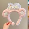 Nueva Diadema Rosa Linda de Oso con Lazo para Otoño e Invierno Dibujos Animados Rostro de Corazón Diadema para Lavado Facial Super Linda Diadema para Maquillaje