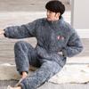 Pijama acolchado de franela de tres capas engrosada con forro polar Otoño e Invierno Ropa de casa para hombre Chaqueta acolchada de algodón Traje cálido Para usar