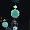 Colgante de coche con hebilla de seguridad de jade verde, seguridad de entrada y salida, borla de Nudo Chino, suministros de decoración para colgante de coche
