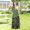Traje de Falda Media Elegante de Verano con Temperamento para Madres de Mediana Edad y Mayores 2026 Nuevo Moda Noble Adelgazante Estampado Traje de Falda para Mujer