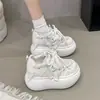 Sapatos de Pão com Sola Grossa de 6cm para Mulheres, Cor Bloco Versátil, Cadarço, Tênis Casuais de Board, Plataforma para Aumentar Altura, Sapatos Individuais para Mulheres