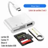 Adequado para Celulares Apple Lightning Tipo-C, Tablets, Notebooks, Leitor de Cartões Multifuncional Tf/Sd