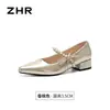 Sapatos Mary Jane Salto Grosso Pérola Zhr Delicados 2026 Elegantes Emagrecedores Confortáveis Amortecimento de Pele de Ovelha Leves para o Dia a Dia
