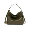 Bolso Cubo Tejido Retro 2026 Nuevo Moda Casual Bolso de Hombro Único para Mujer Cuero Suave Versátil Bolso de Mano Cruzado para Dama