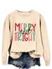 Sudadera Holgada de Manga Larga para Mujer Estilo Europeo y Americano 'Merry and Bright', Cuello Redondo, Otoño e Invierno, Amazon Wish, Comercio Exterior Simple