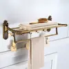 Estante de Toallas de Baño Antiguo Estilo Europeo Aluminio Espacial Barra para Toallas Baño Estante de Almacenamiento de Doble Capa Estante para Pañuelos Red de Jabón suit