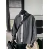 Chaqueta Camisa Estilo Tweed Patrón Espiga Hombre Otoño Retro Americano Solapa Chaqueta Rayas de Gama Alta Manga Larga