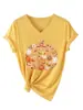 Amazon eBay Tienda Independiente Moda Casual Divertida Mujer Calabaza Lazo Flor Fantasma Cuello en V Manga Corta Camiseta