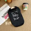 Moletom Fino de Primavera e Verão para Pets com Estampa de Letras e Urso para Cães e Gatos de Porte Pequeno e Médio, Manga Curta Estilo Fofo Roupa para Cachorro Pet