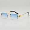 Gafas de Sol de Moda Retro Cuadradas sin Montura con Borde Cortado Europeas y Americanas, Patilla con Letras de Tendencia, Gafas para Caminar Junto al Mar