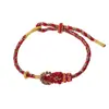 Pulsera Roja de Hilo Estilo Chino para Hombres y Mujeres, con las Ocho Deidades Guardianas, Se Puede Ensartar con Cuentas, Pulseras de Pareja Tejidas para la Buena Suerte
