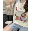 Novos Pijamas Estilo Coreano para Mulheres, Verão Estilo Cartoon Ins, Roupa de Casa Casual de Algodão Penteado para Meninas e Estudantes, Manga Curta, Pode Ser Usado Fora
