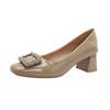 Zapatos Rojos de Tacón Alto con Punta Cuadrada Que No Cansan los Pies Nuevo Estilo 2025 Zapatos de Tacón Medio para Mujer con Hebilla Cuadrada de Pedrería Zapatos de Salón de Charol con Tacón Grueso