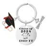 Europa y Estados Unidos llavero de acero inoxidable transfronterizo con letras regalos inspiradores de graduación para estudiantes y profesores clase de joyería